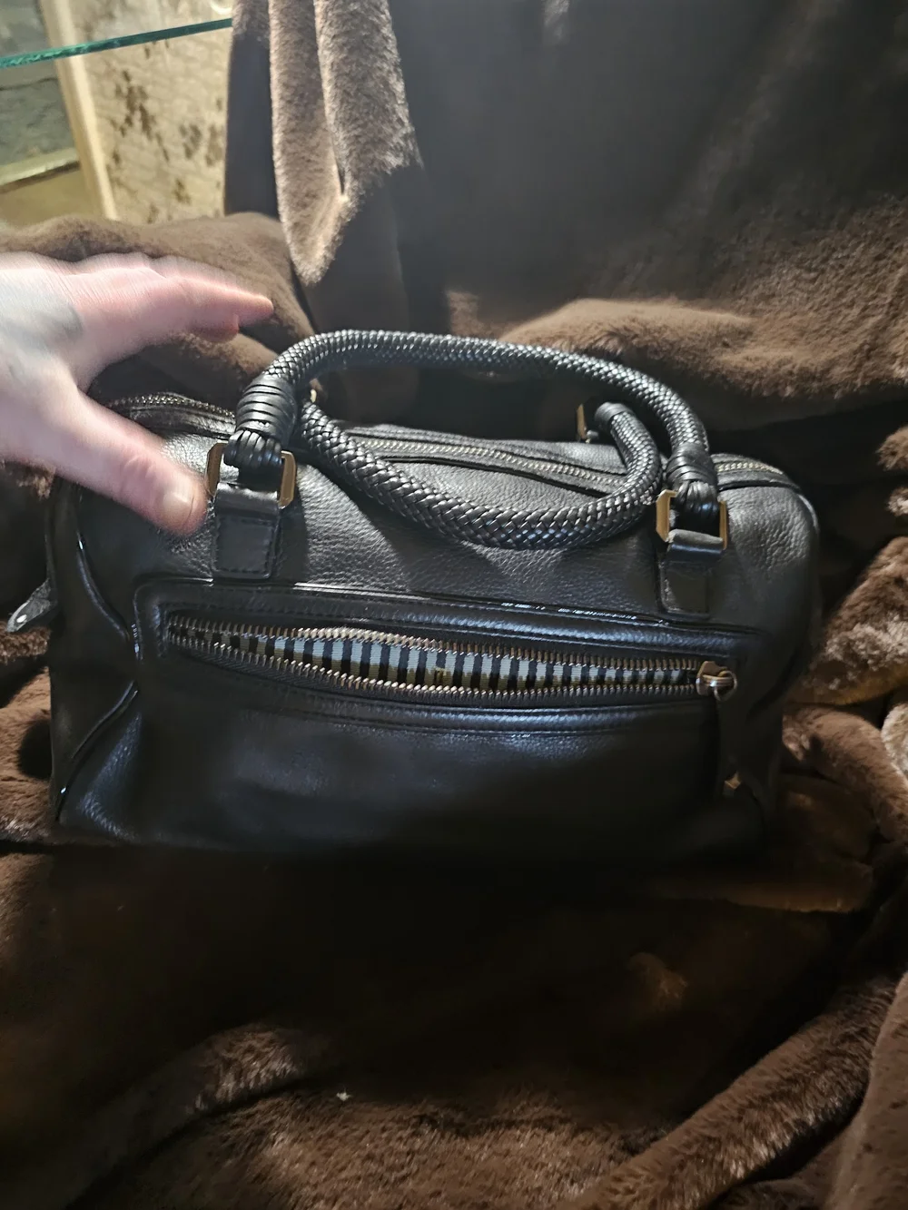 Vintage L.A.M.B. Gwen Stefani Black Leather Fia Satchel Bag